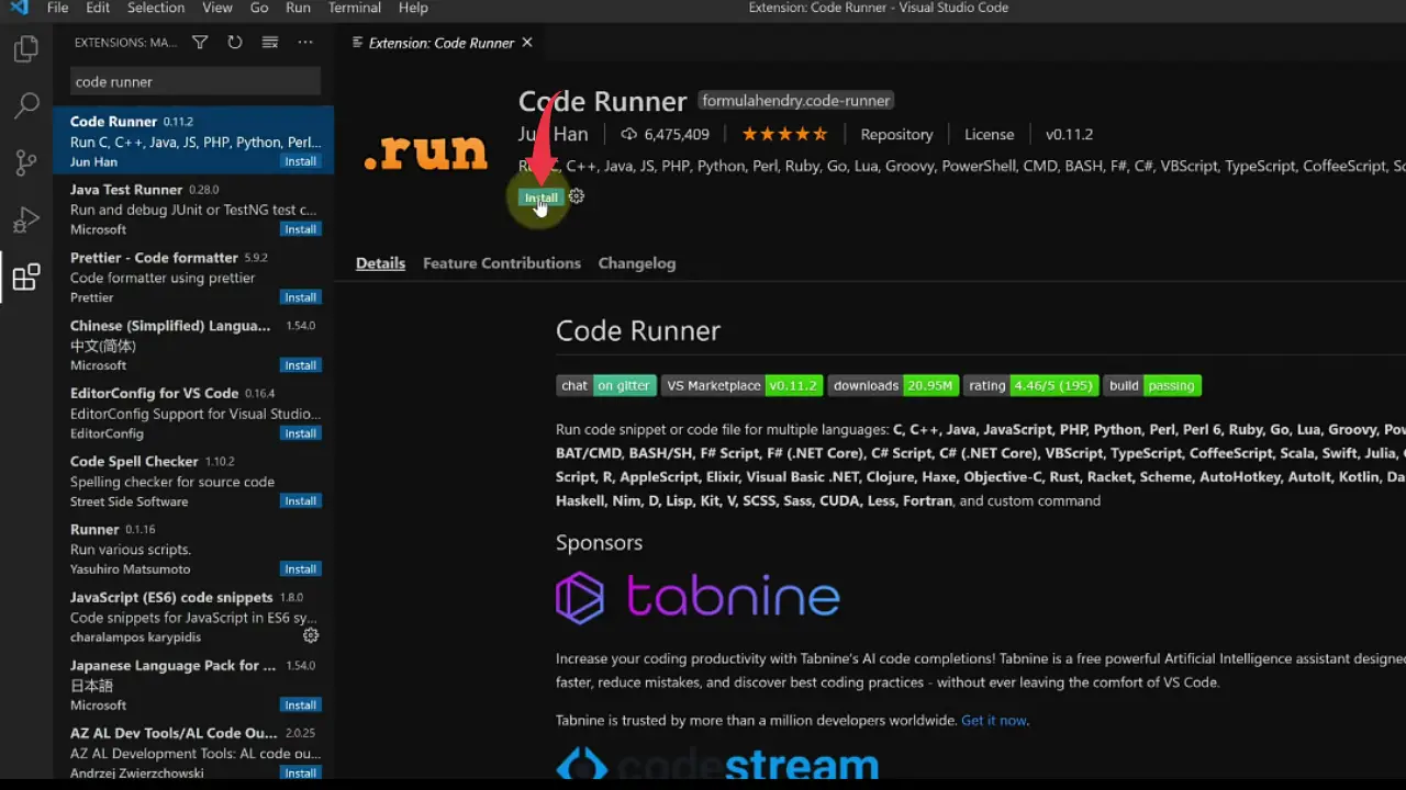 code runner extension