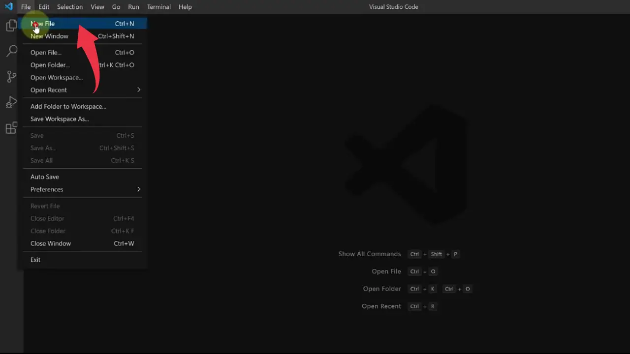 new file in vscode