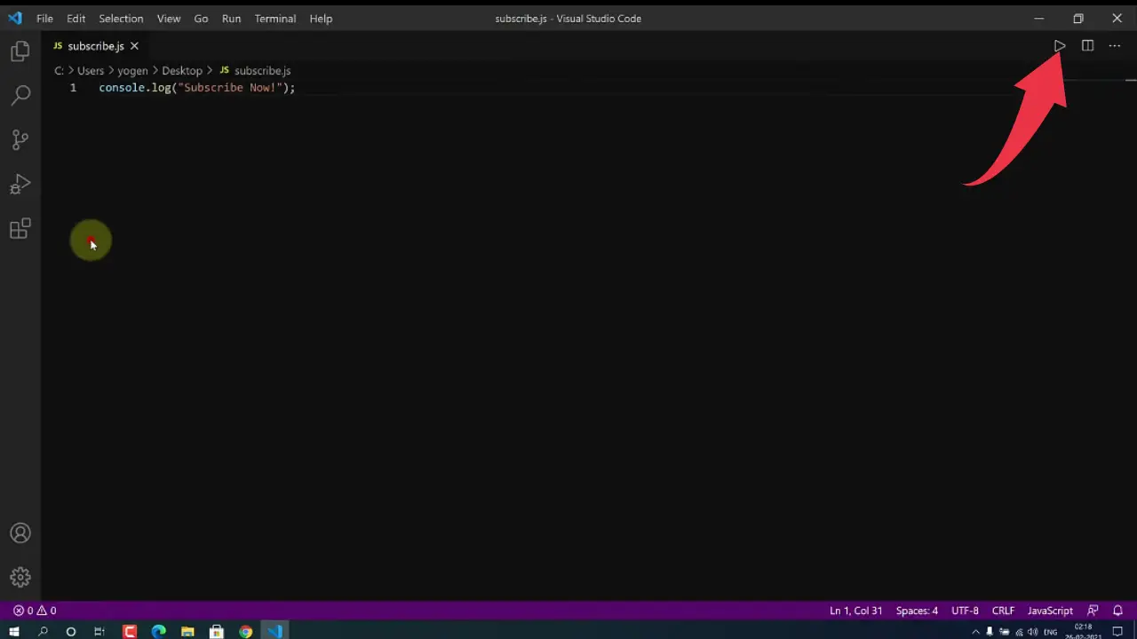 run javascript in visual studio code