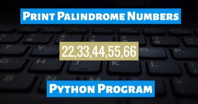 print Palindrome Numbers python program