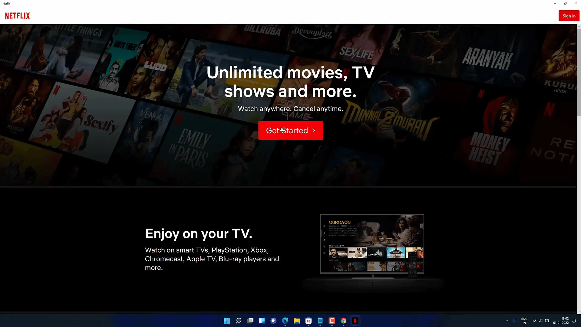 Netflix Startup Page