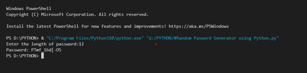 Password Generator using python