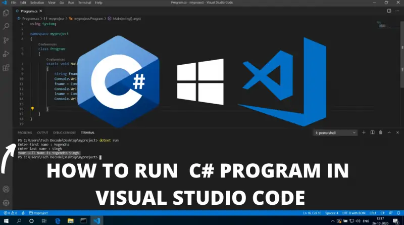 How To Run C# program in visual studio code
