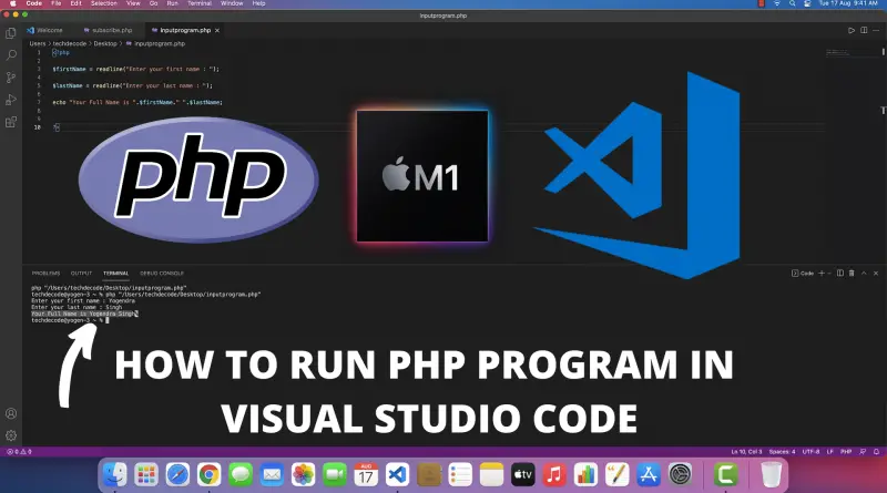 run php in visual studio code on mac os