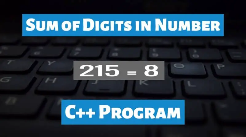 Sum of Digits in Number Cpp Program