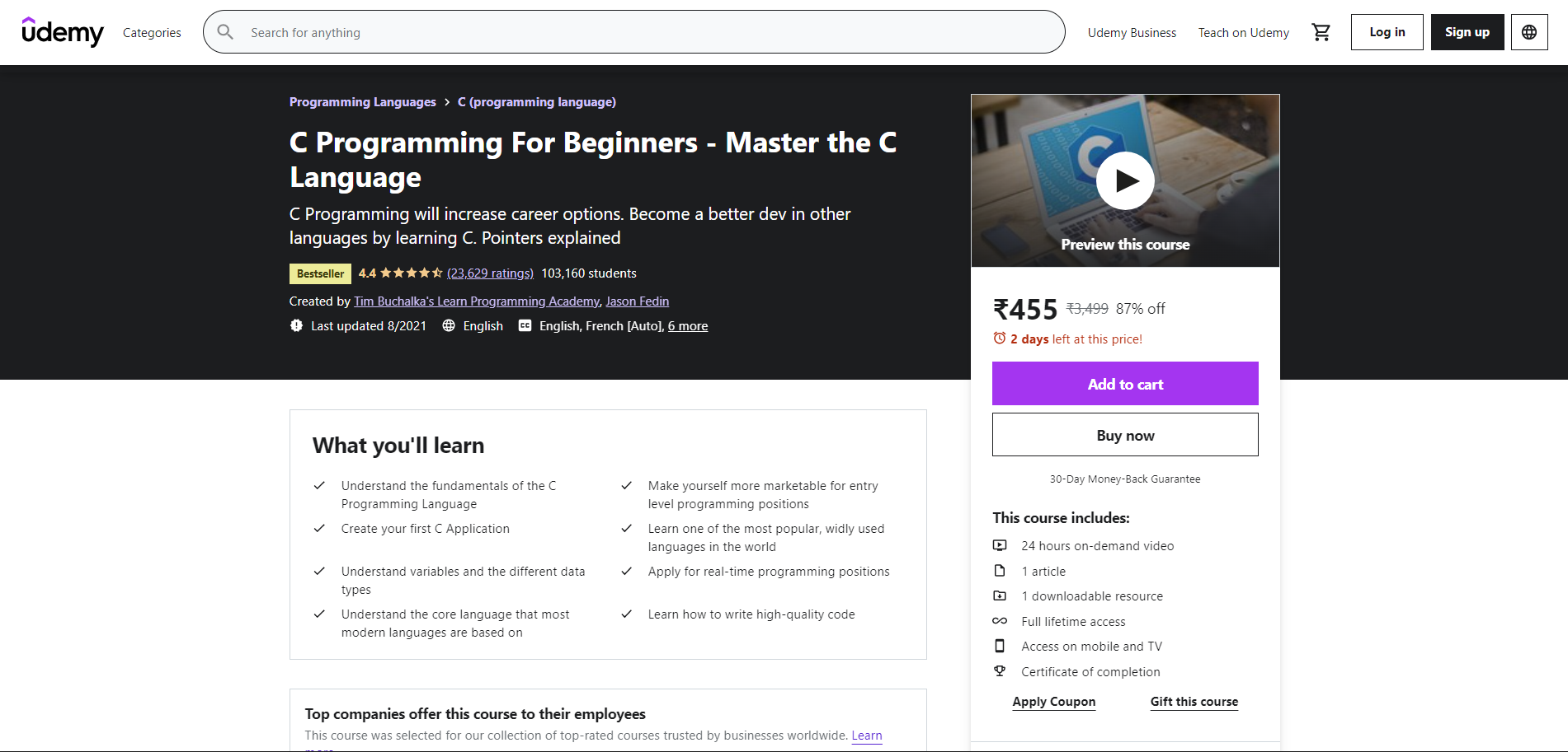 learn c udemy