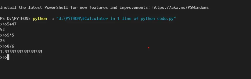 Create a Calculator using 1 line of python code